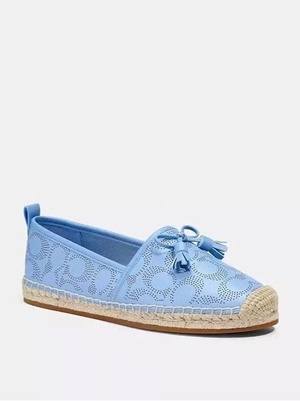 Coach Women's Carson Signature Jacquard Espadrille Loafers Lather Blue Size 11B